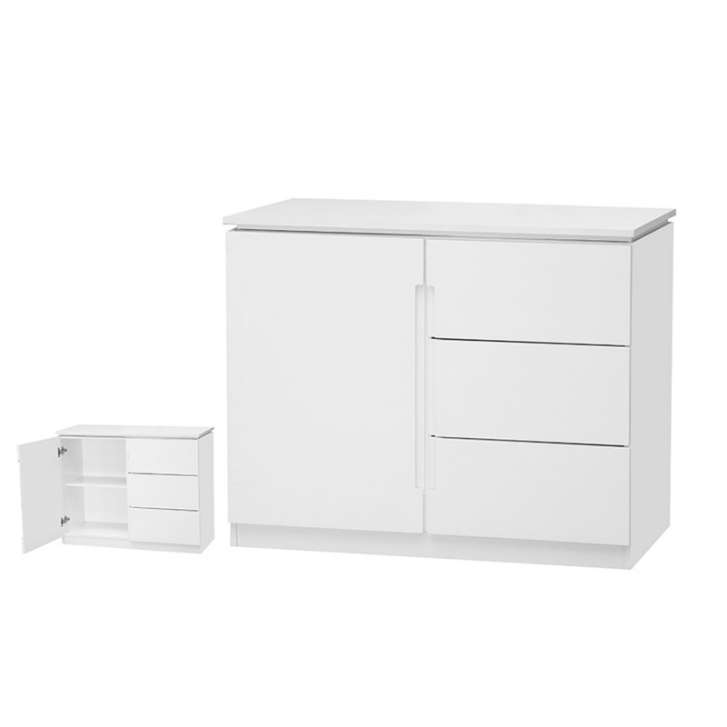 Orb White 3 Drawer 1 Door Small Sideboard