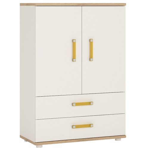 4KIDS 2 door 2 drawer wardrobe with orange handles