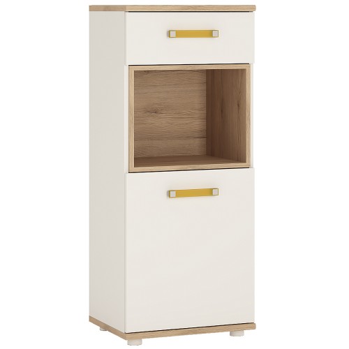 4KIDS 1 door 1 drawer narrow cabinet with orange handles